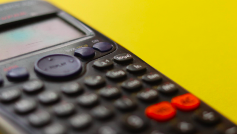 calculator with a yellow background